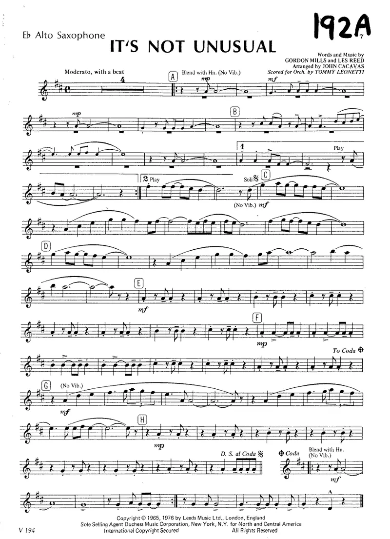 It's Not Unusual score preview