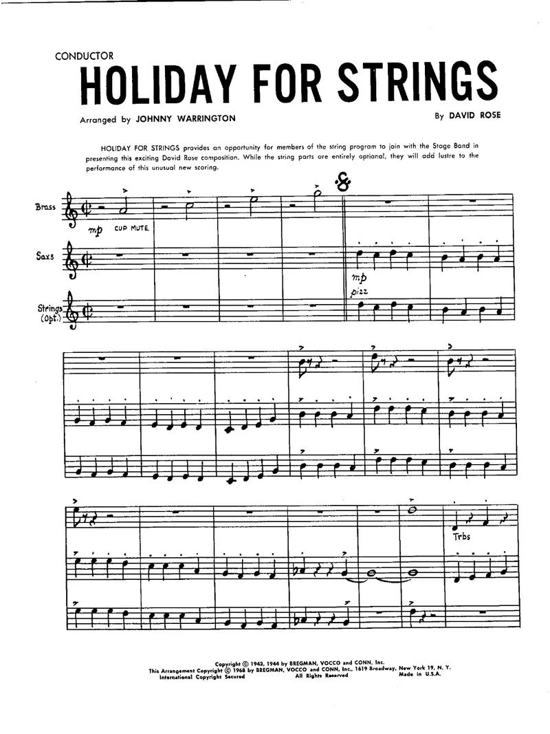 Holiday For Strings score preview