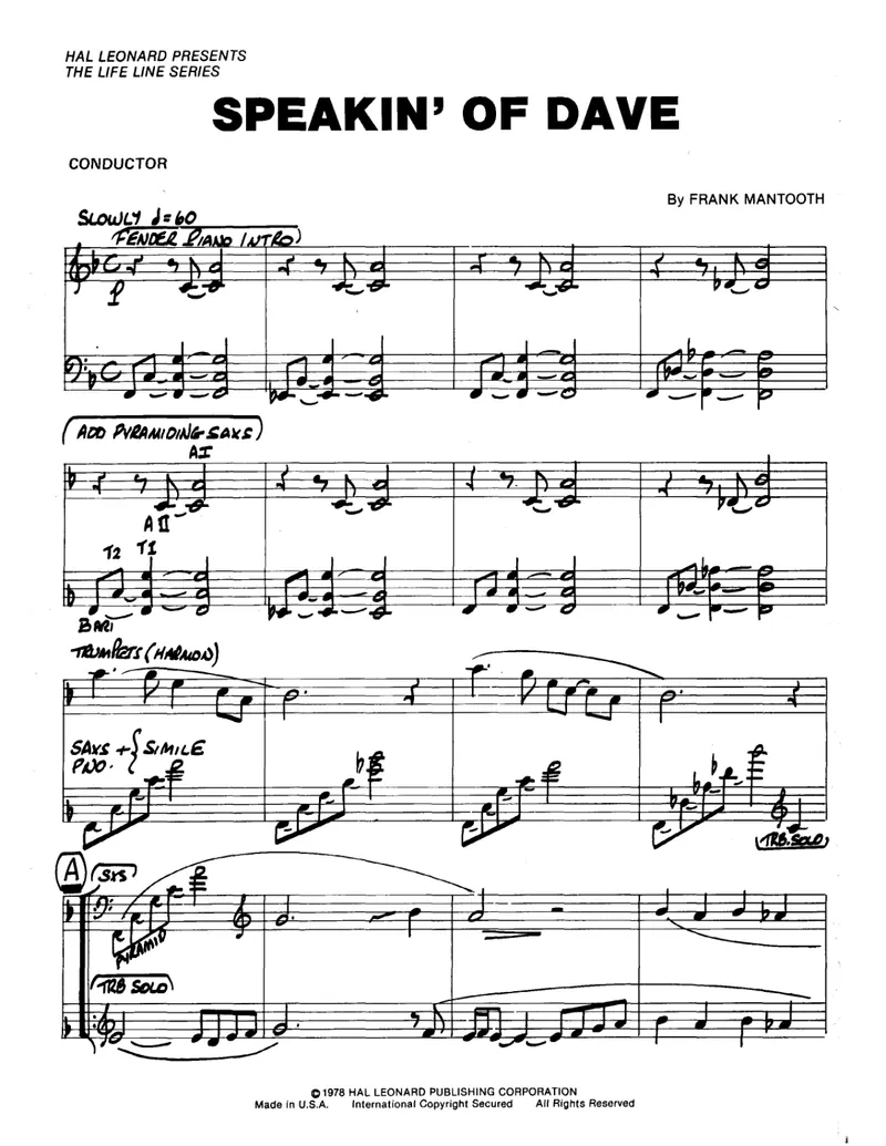 Speakin' Of Dave score preview