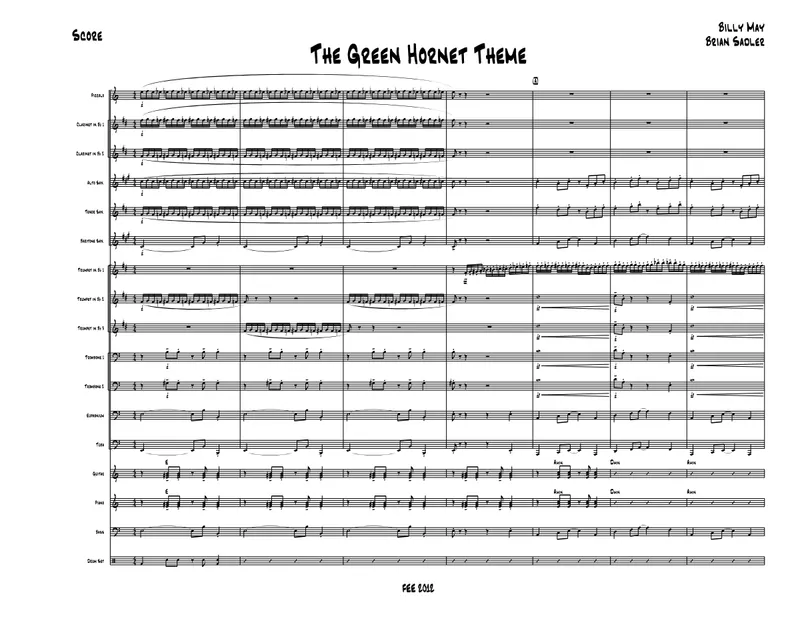 The Green Hornet Theme score preview