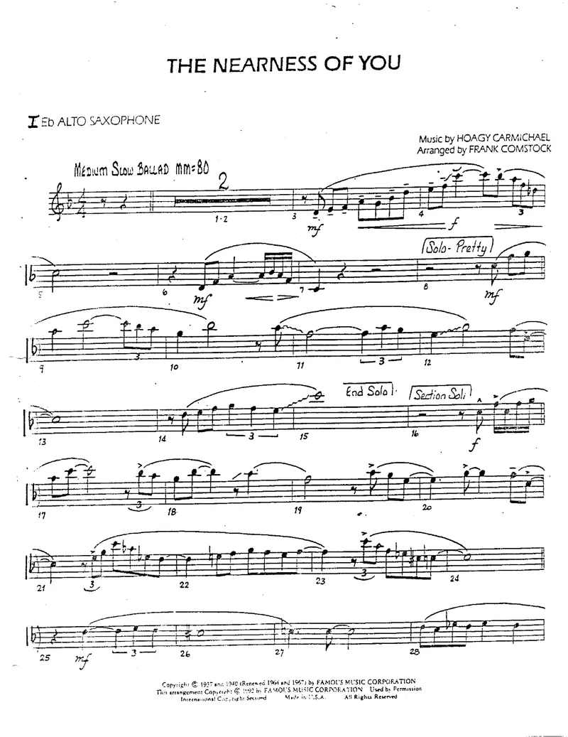 The Nearness Of You score preview