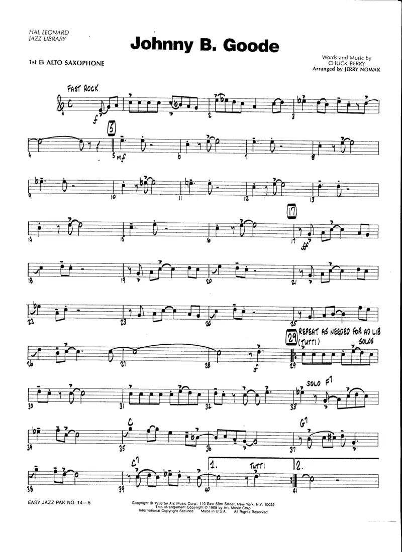 Johnny B Goode score preview