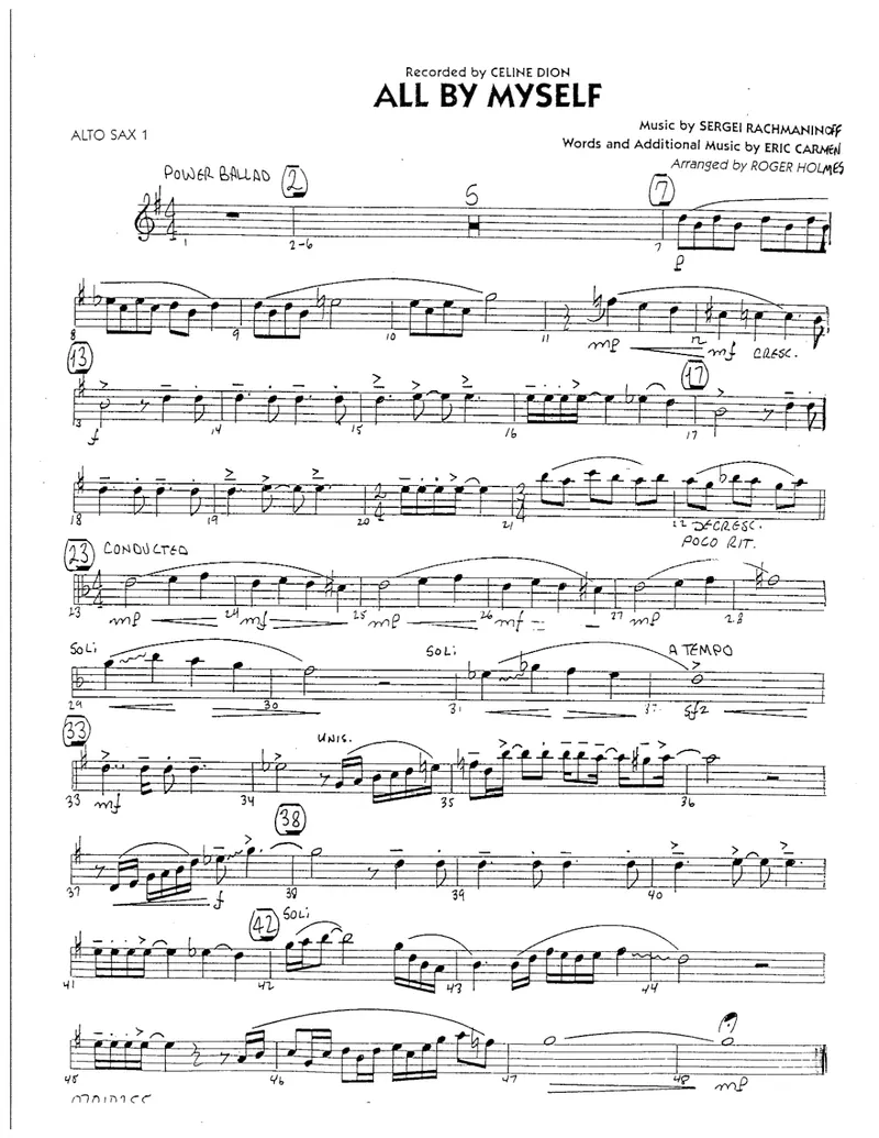 All By Myself score preview