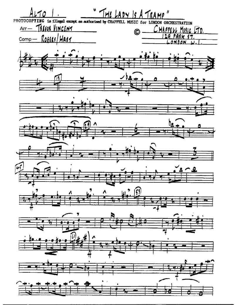 The Lady Is A Tramp score preview