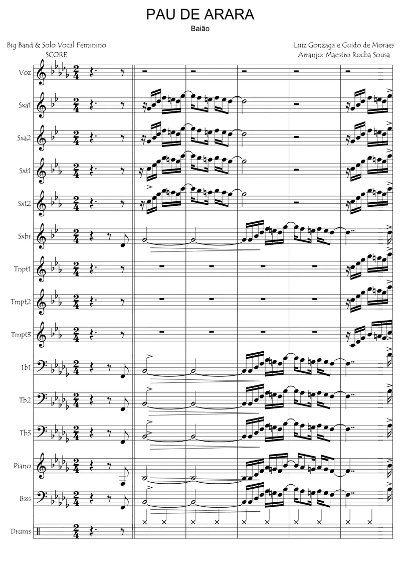Pau De Arara score preview