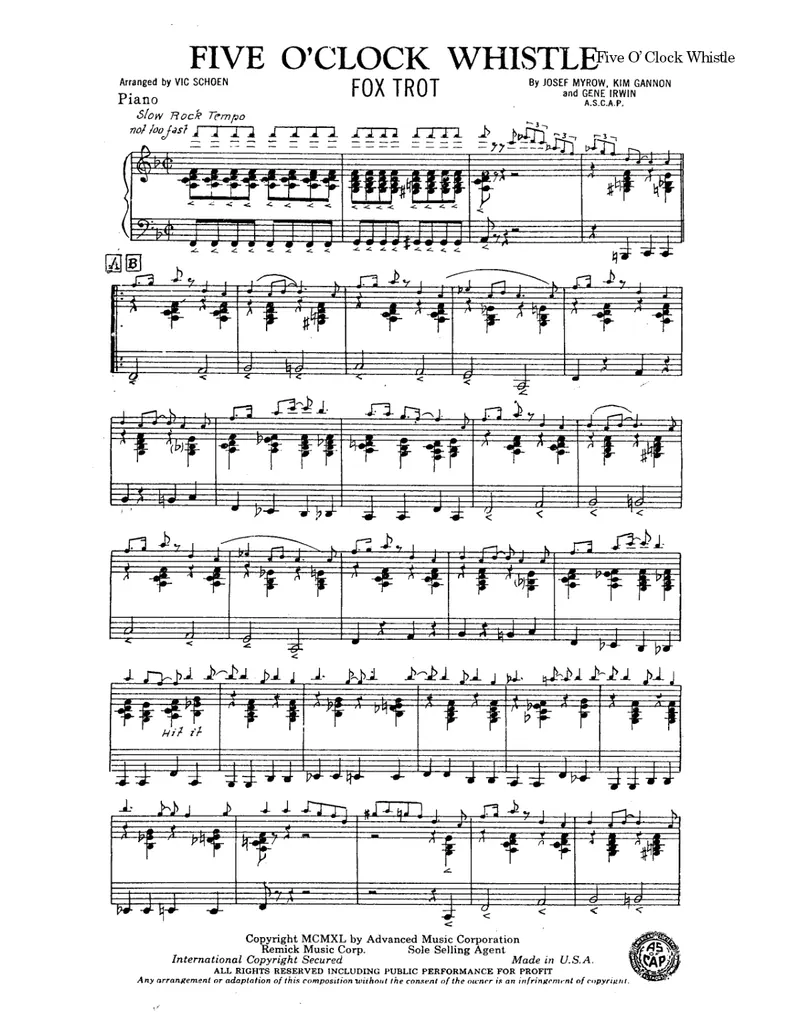 Five O'Clock Whistle score preview