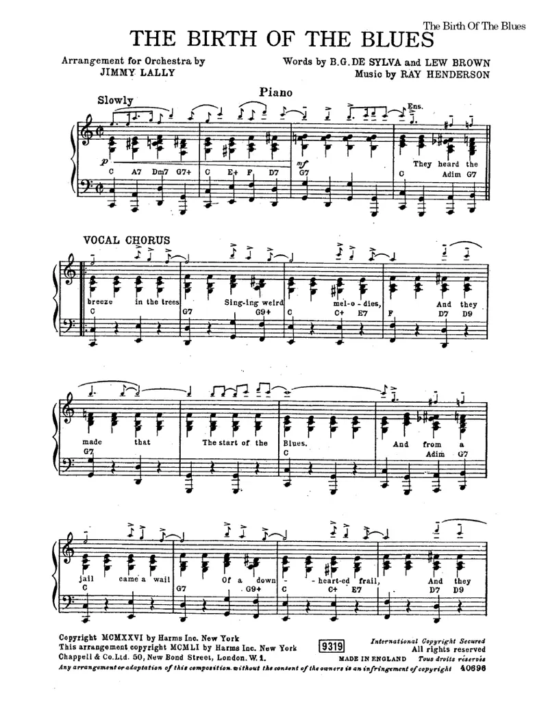 The Birth Of The Blues score preview