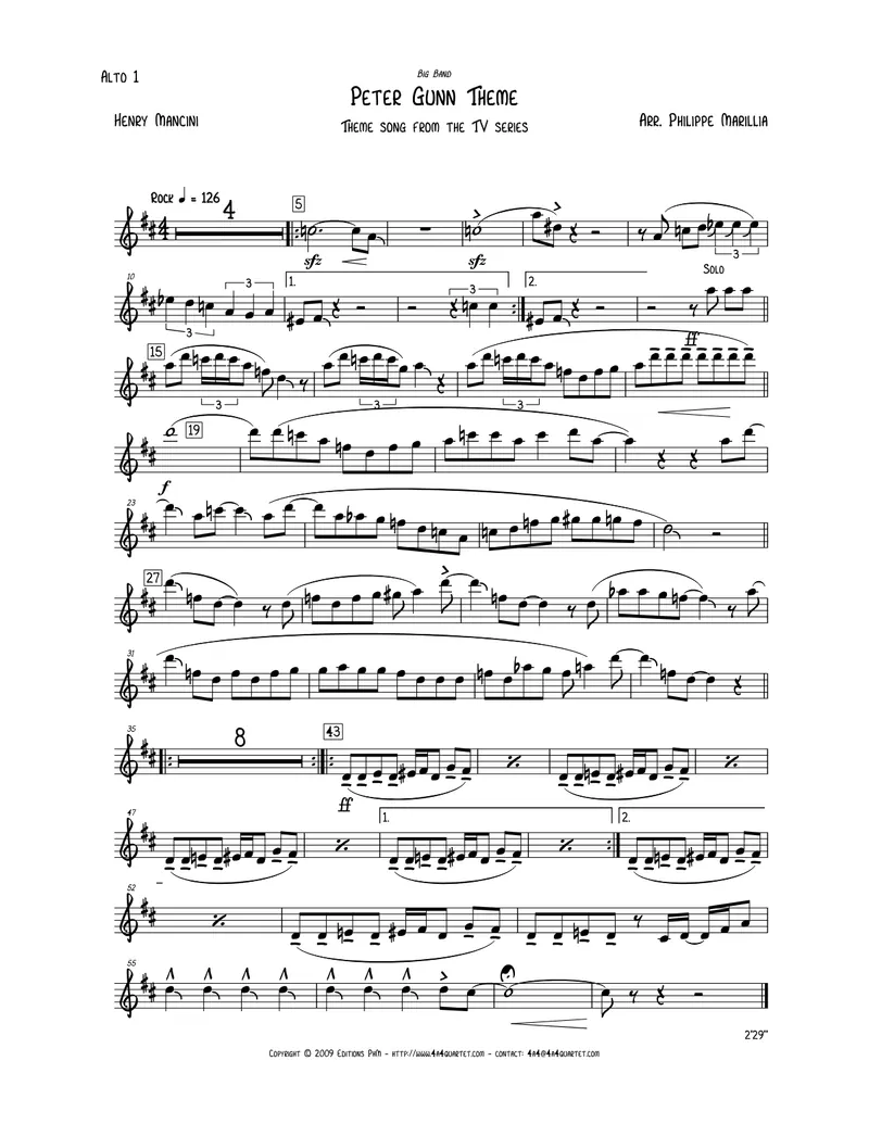 Peter Gunn score preview