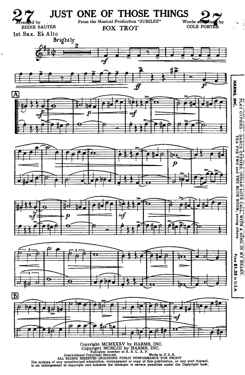 Just One Of Those Things score preview