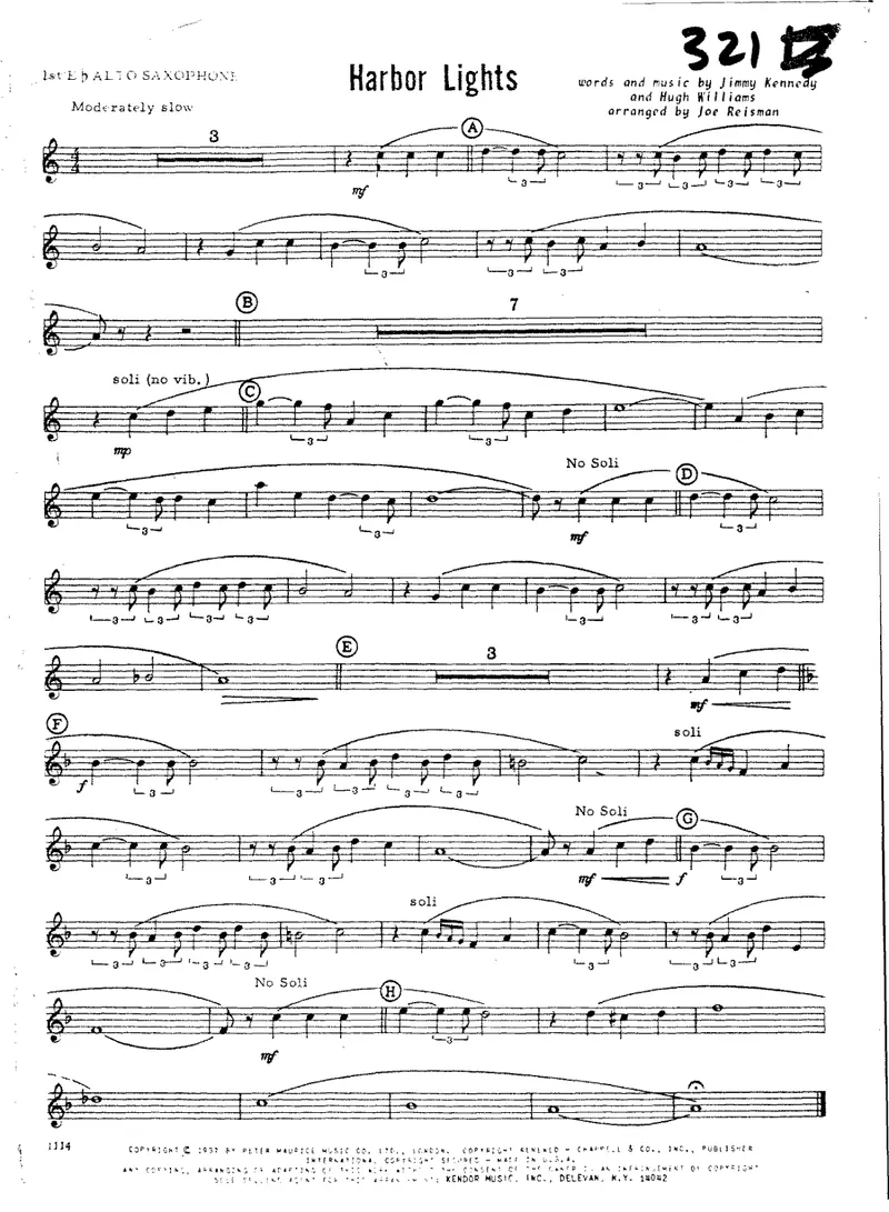Harbor Lights score preview