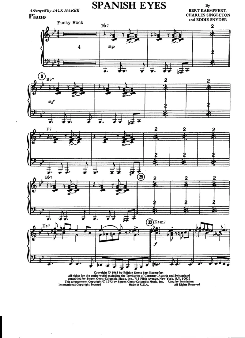 Spanish Eyes score preview