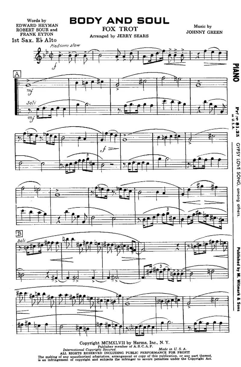 Body And Soul score preview