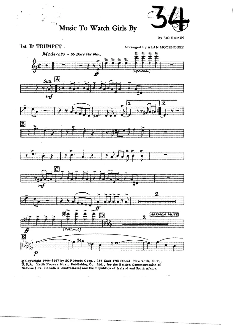 Music To Watch Girls By score preview