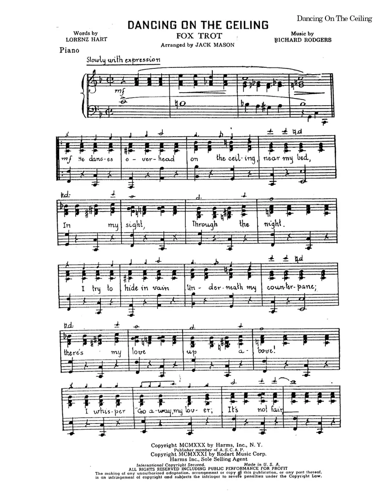 Dancing On The Ceiling score preview