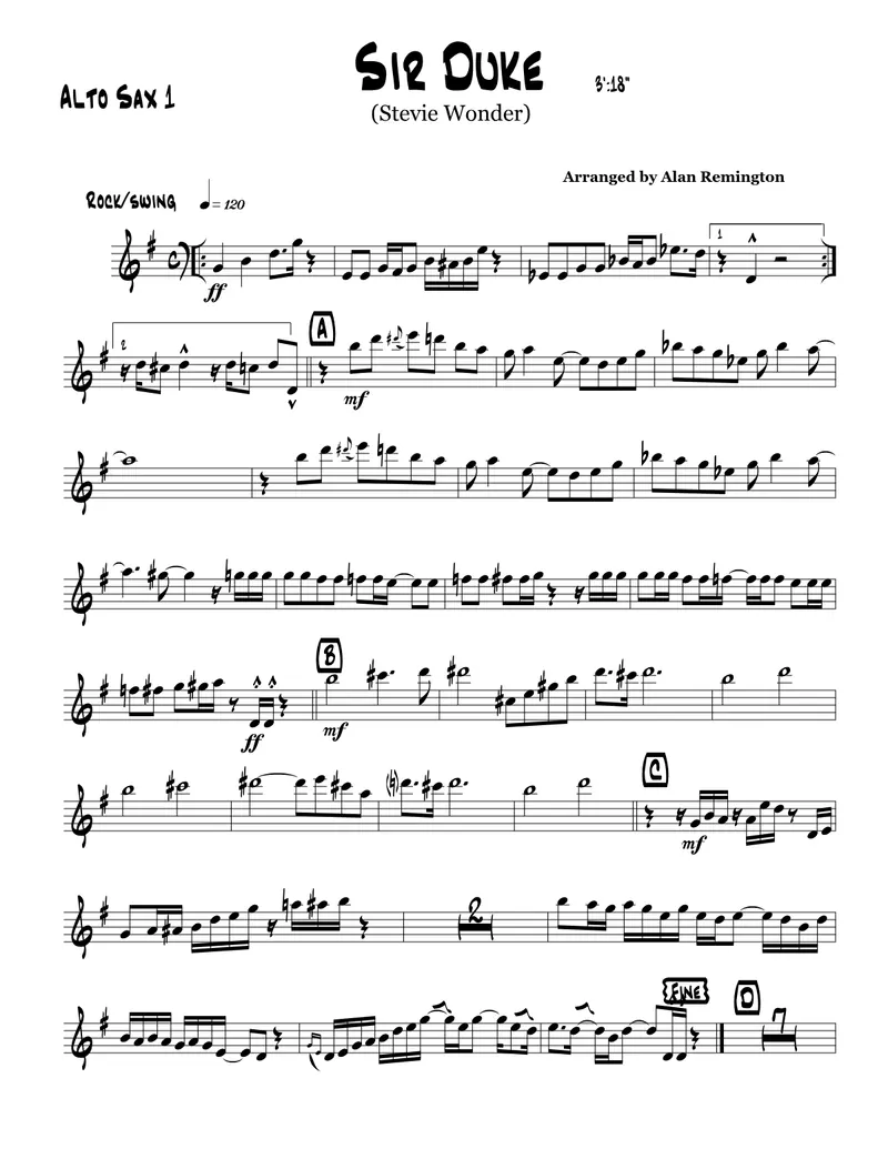 Sir Duke score preview
