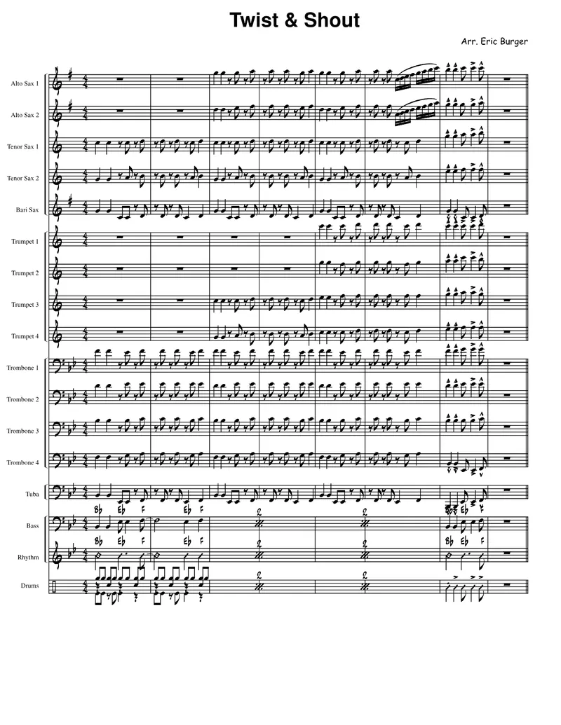 Twist And Shout score preview