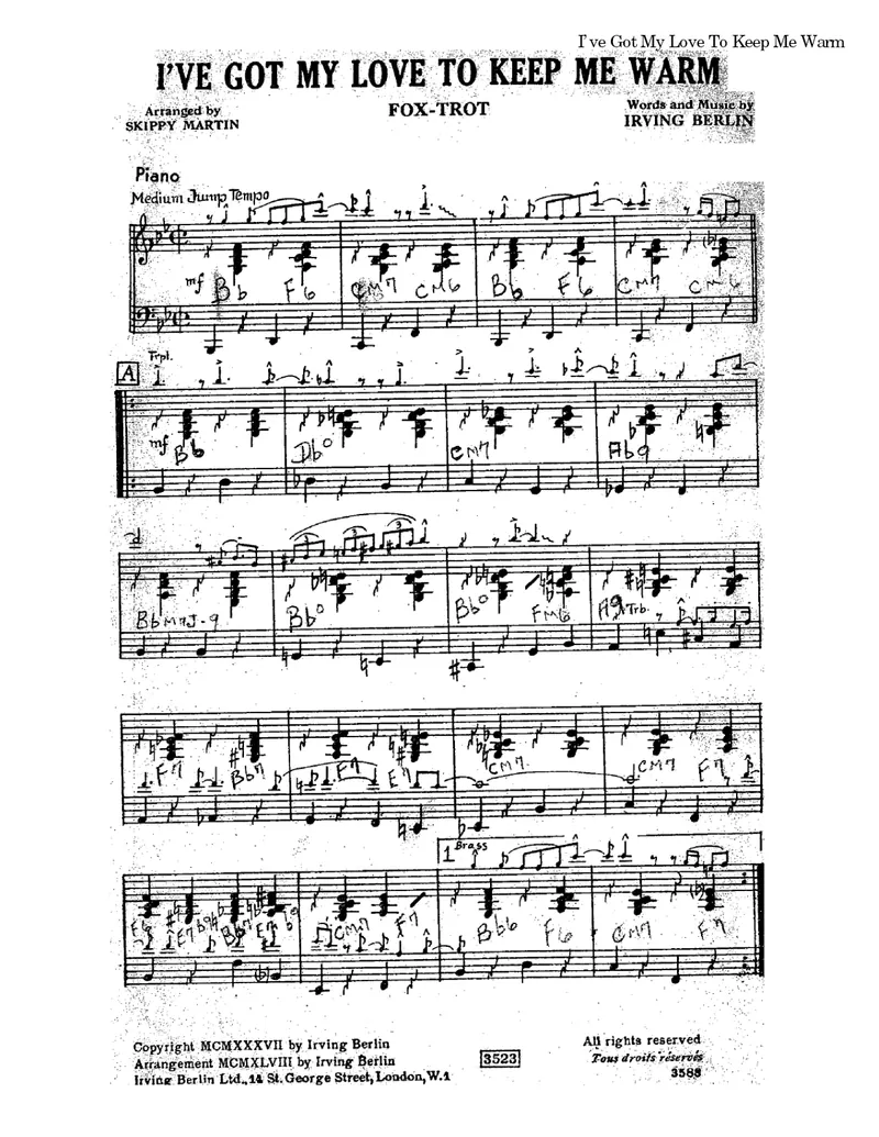 I've Got My Love To Keep Me Warm score preview