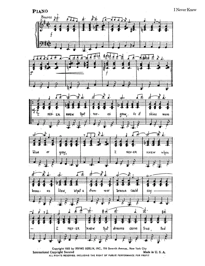 I Never Knew score preview