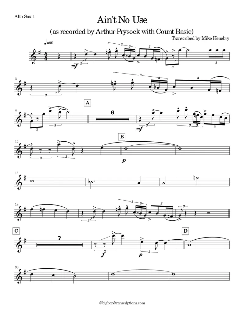 Ain't No Use score preview
