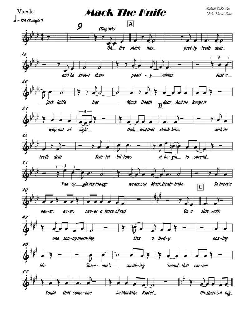 Mack The Knife score preview