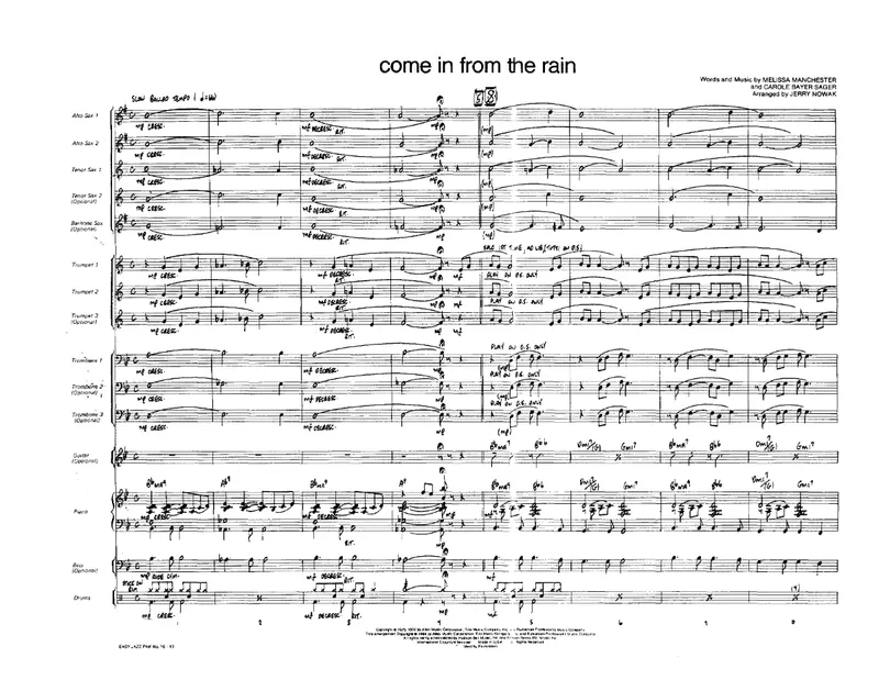 Come In From The Rain score preview