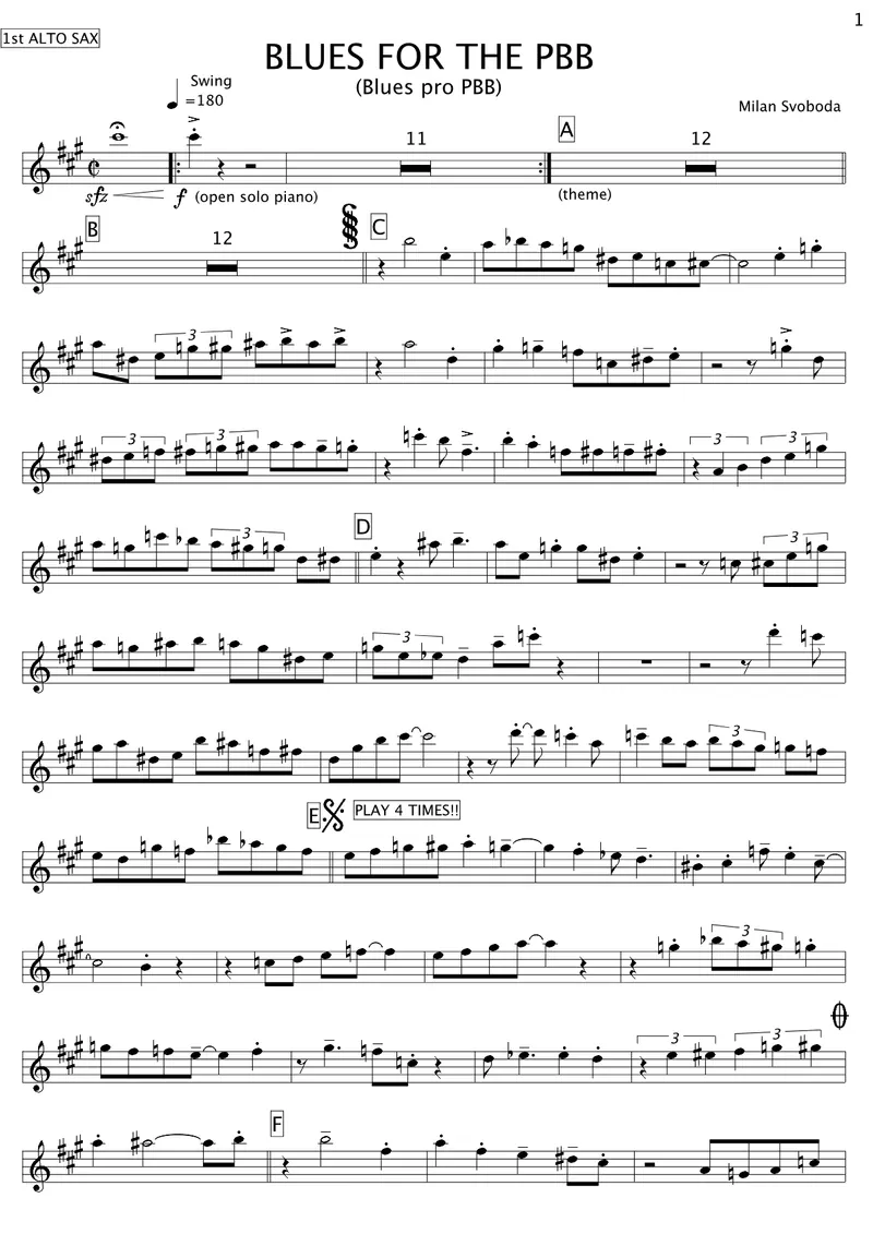 Blues For The PBB score preview