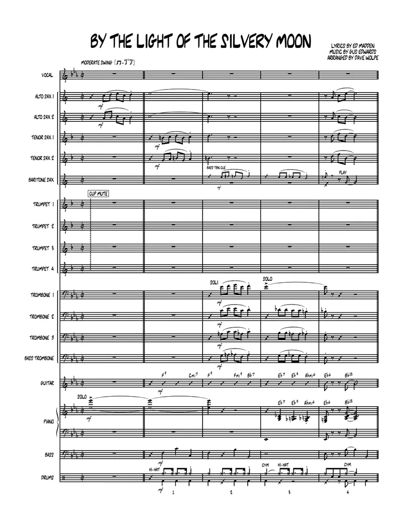 By The Light Of The Silvery Moon score preview