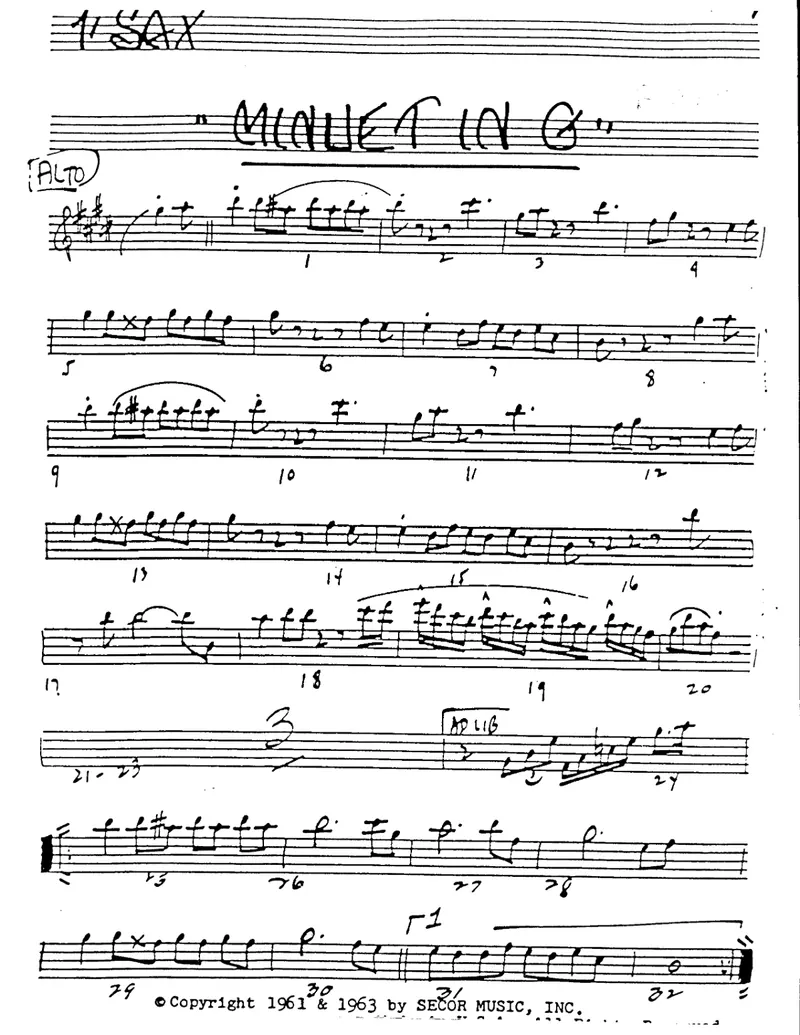 Minuet In G score preview