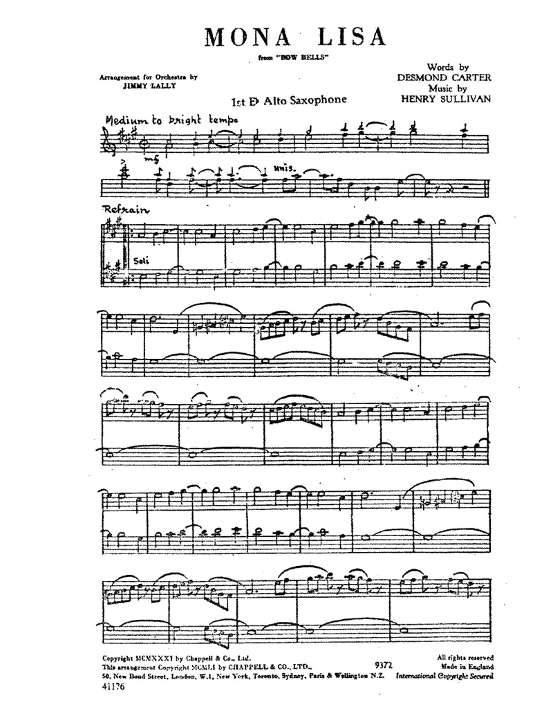 Mona Lisa score preview