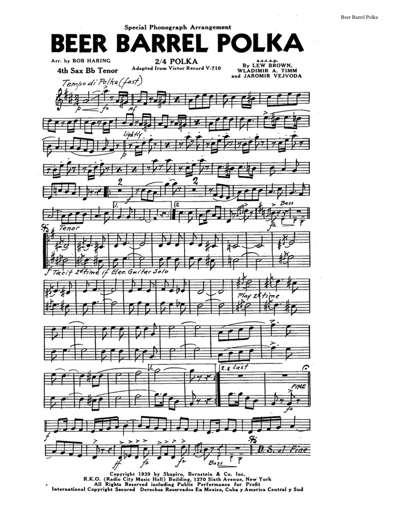 Beer Barrel Polka score preview