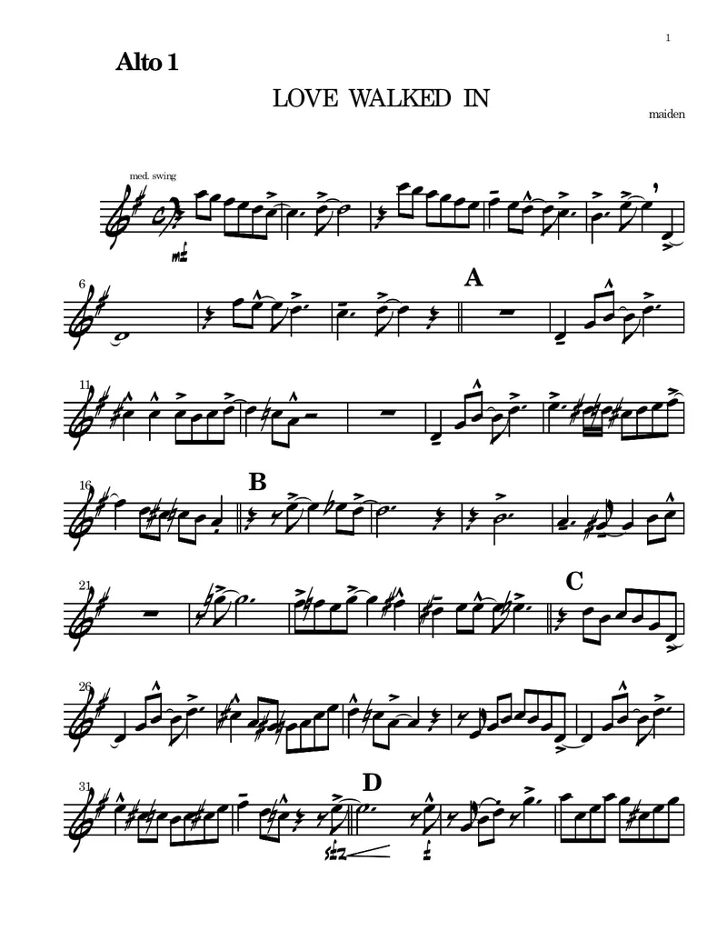 Love Walked In score preview