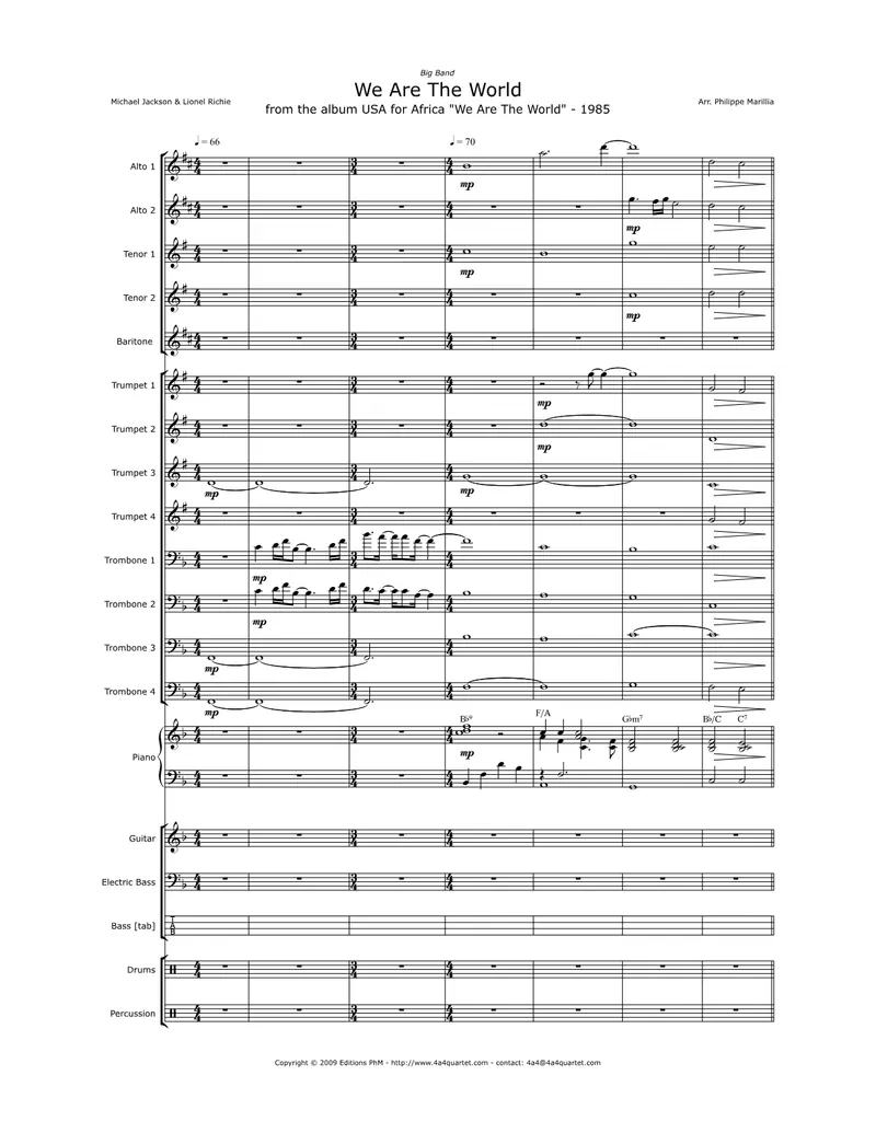 We Are The World score preview