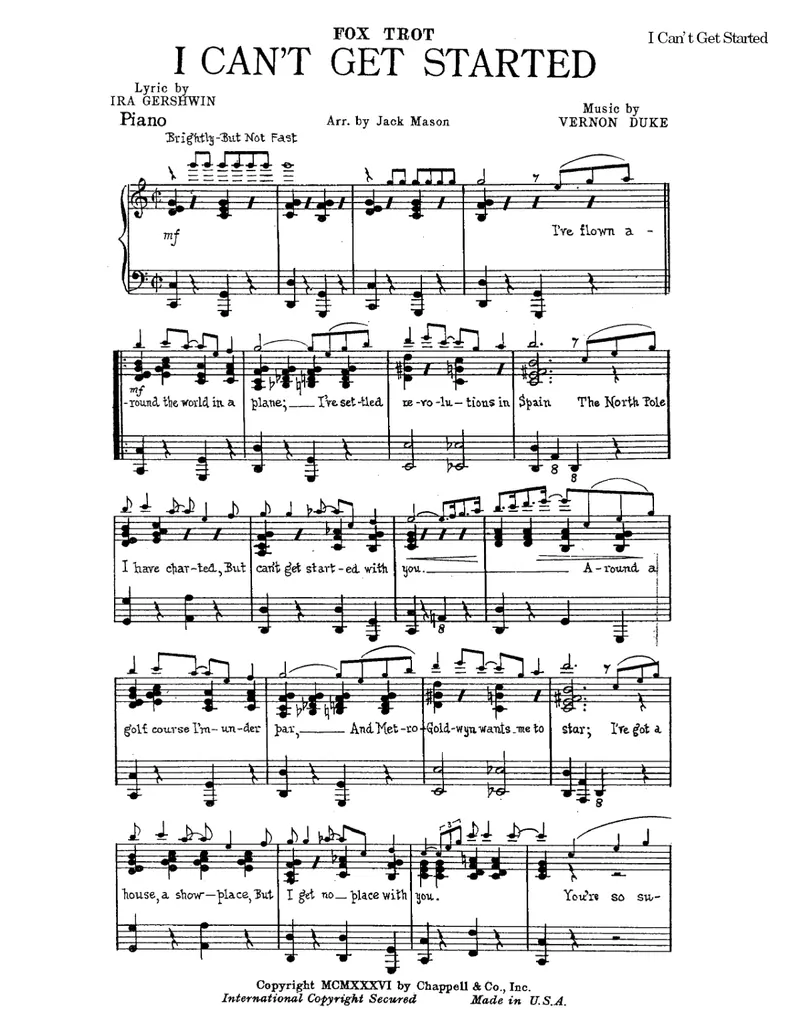 I Can't Get Started score preview