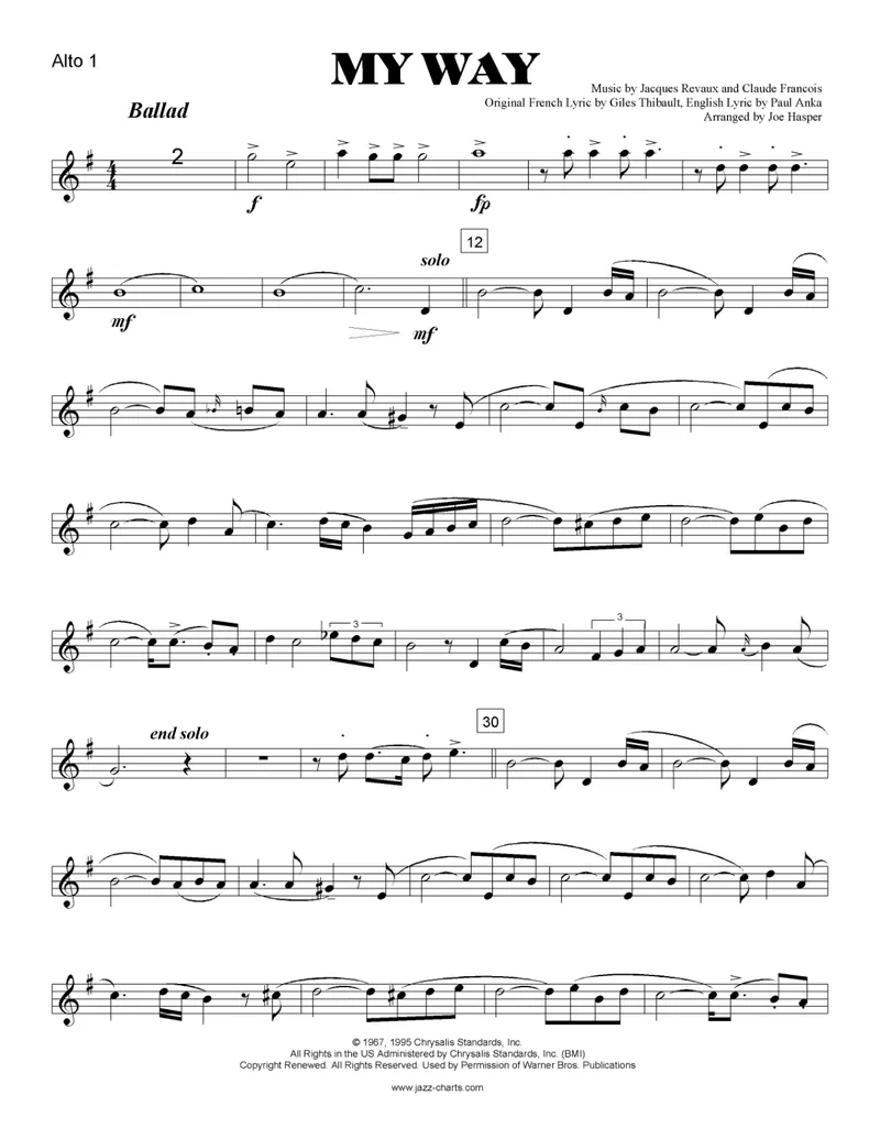 My Way score preview