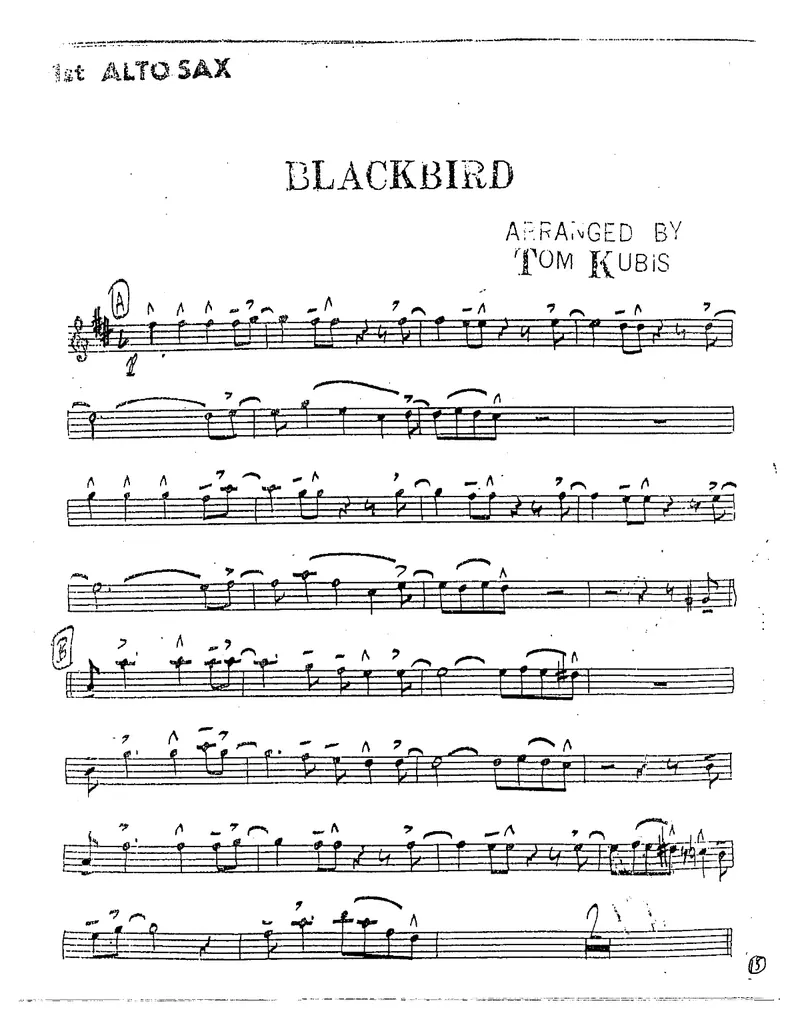 Bye Bye Blackbird score preview