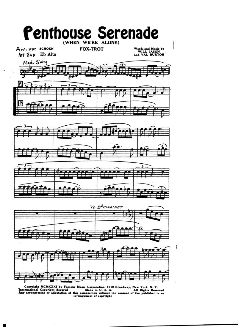 Penthouse Serenade score preview