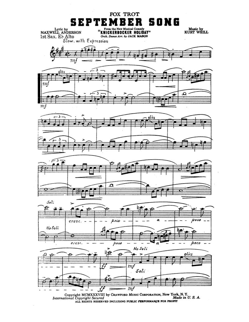 September Song score preview