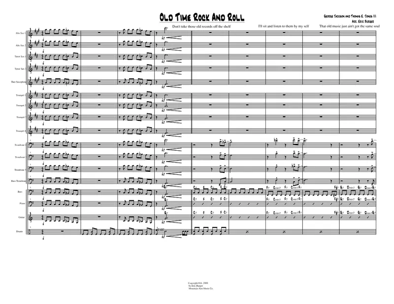Old Time Rock And Roll score preview
