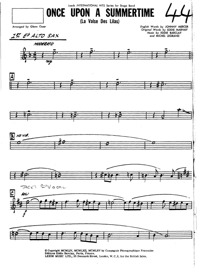 Once Upon A Summertime score preview