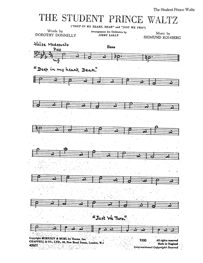 The Student Prince Waltz score preview
