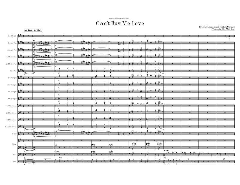 Can't Buy Me Love score preview