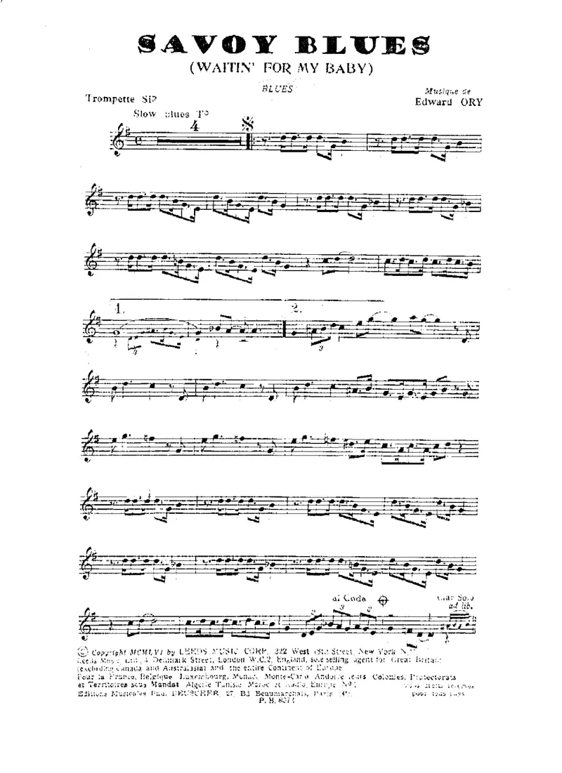 Savoy Blues (Edward Kid Ory) score preview