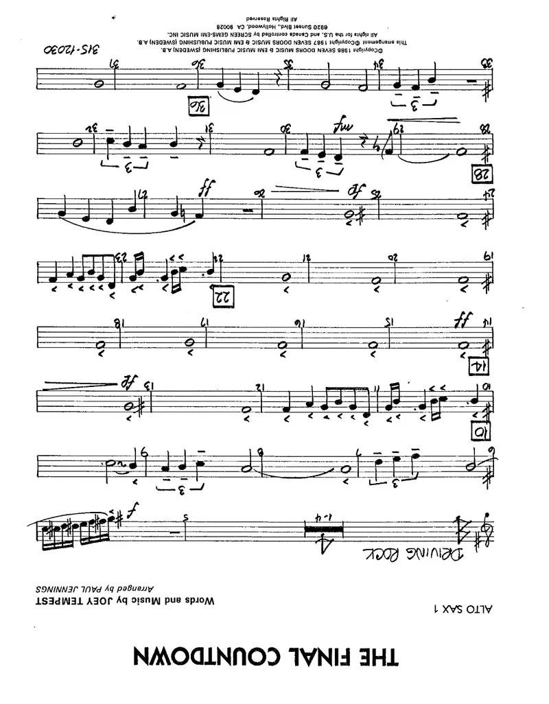 The Final Countdown score preview