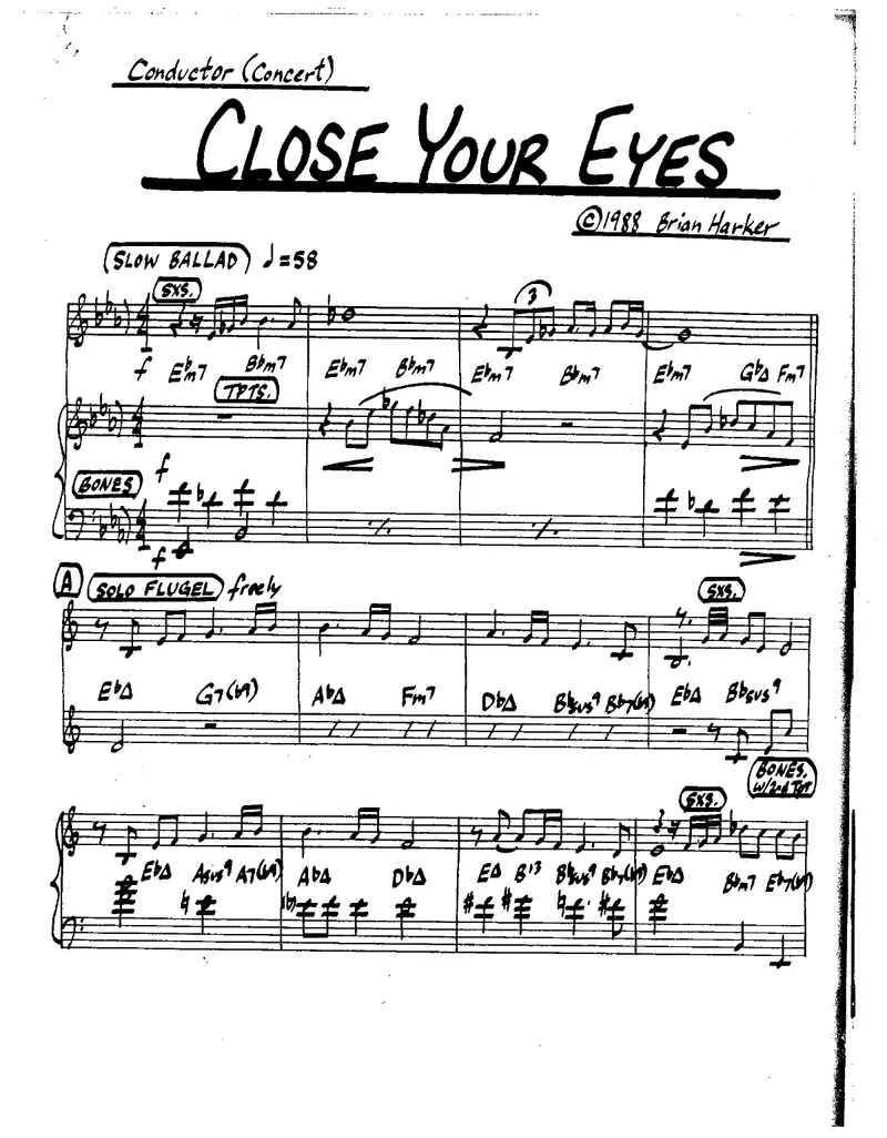 Close Your Eyes score preview