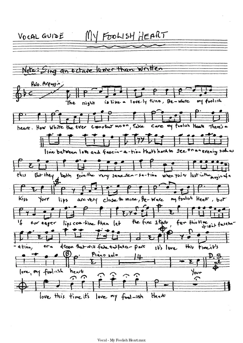 My Foolish Heart score preview