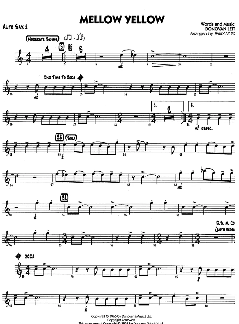 Mellow Yellow score preview