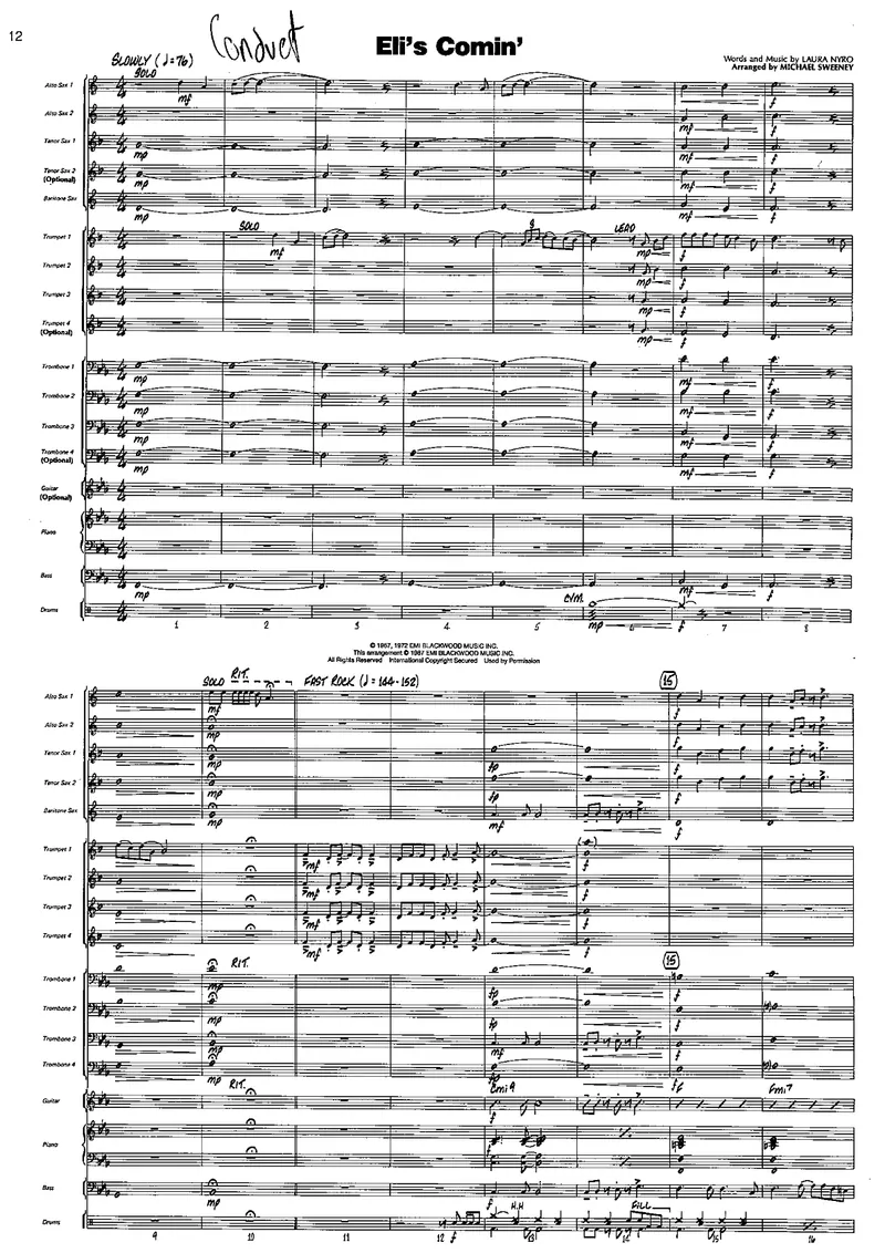 Eli's Comin' score preview