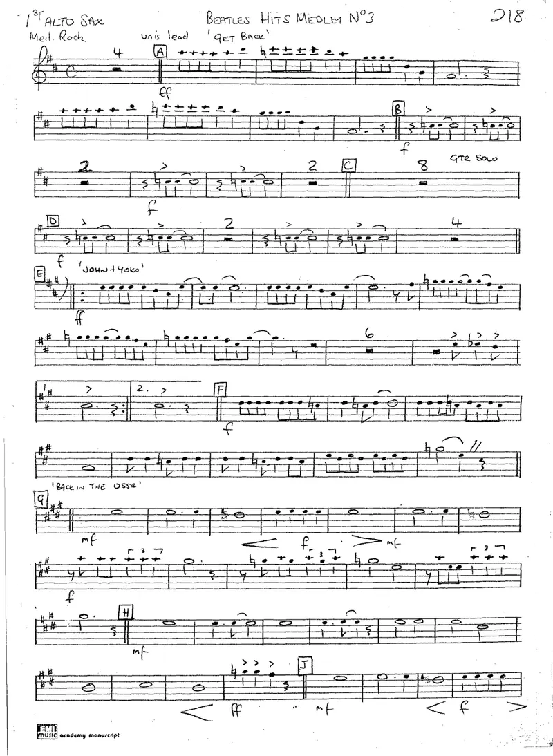 Beatles Hits Medley #3 score preview