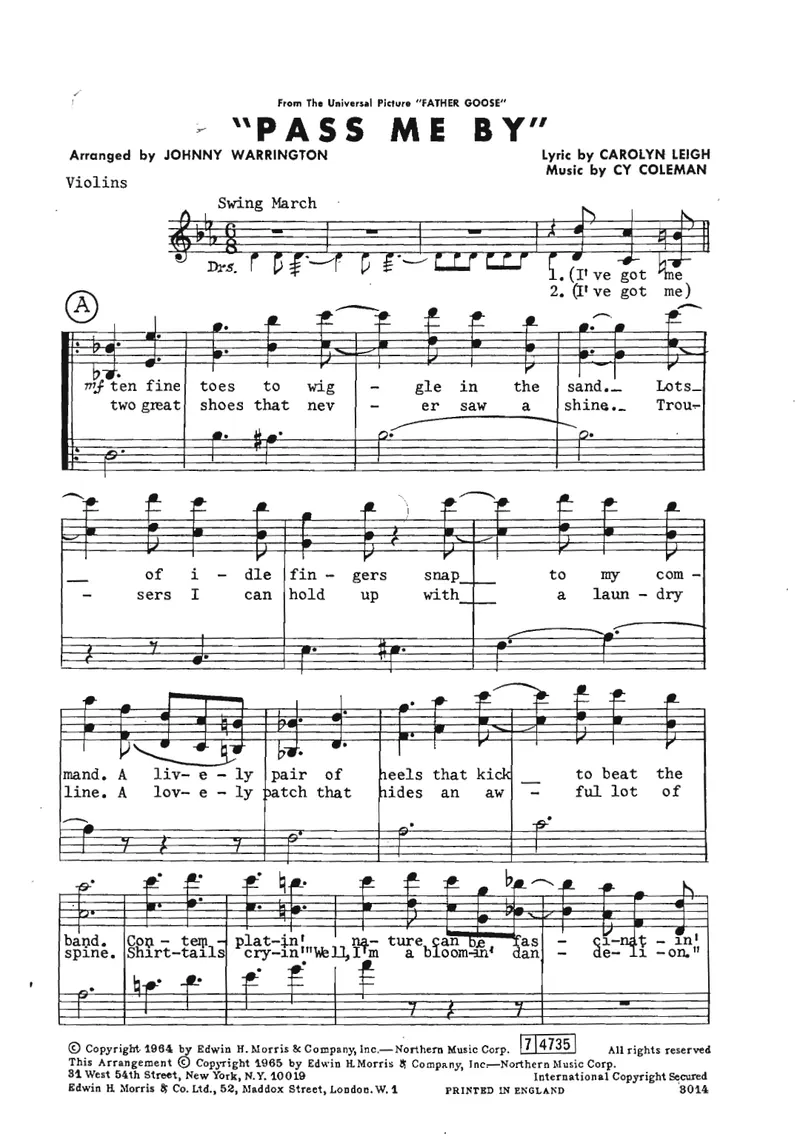 Pass Me By score preview