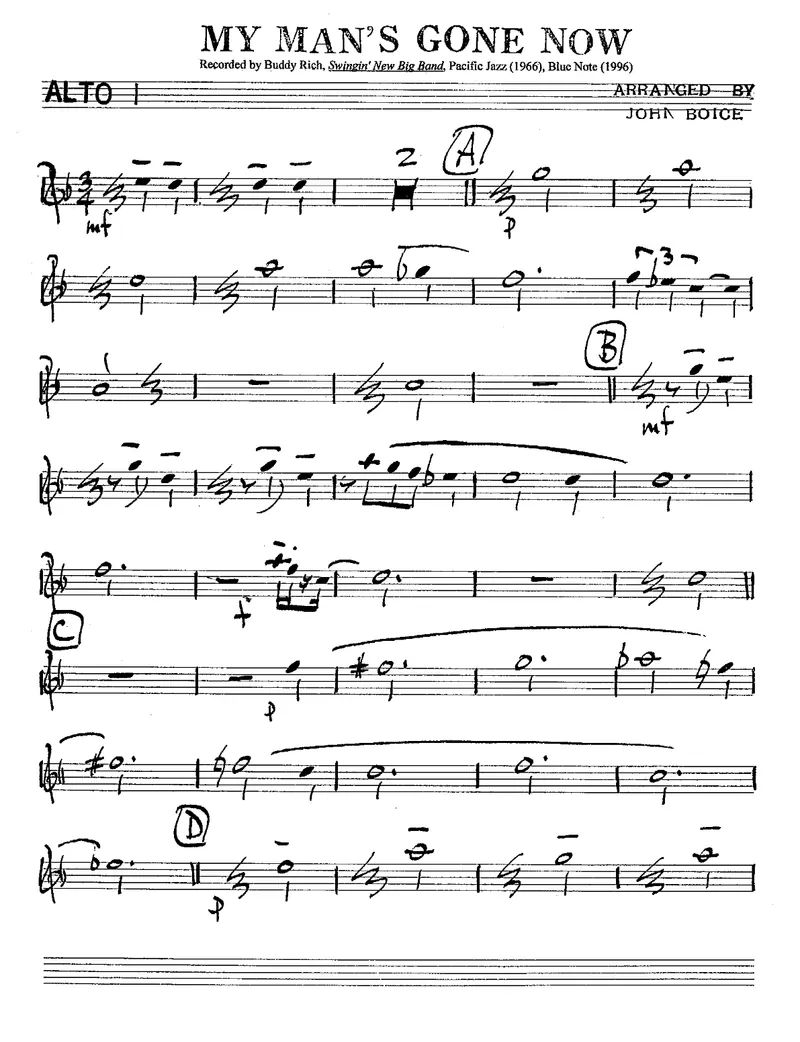 My Man's Gone Now score preview
